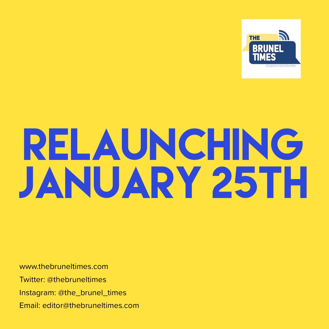 thebruneltimes's tweet photo. Our official relaunch date is January 25th!! 

We are so excited to get back to writing and sharing our stories with you all. 

As always we are open to new writers. Drop us an email if you are interested📩

#thebruneltimes #studentnewspaper #bruneluniversity https://t.co/u2y64KTZVv