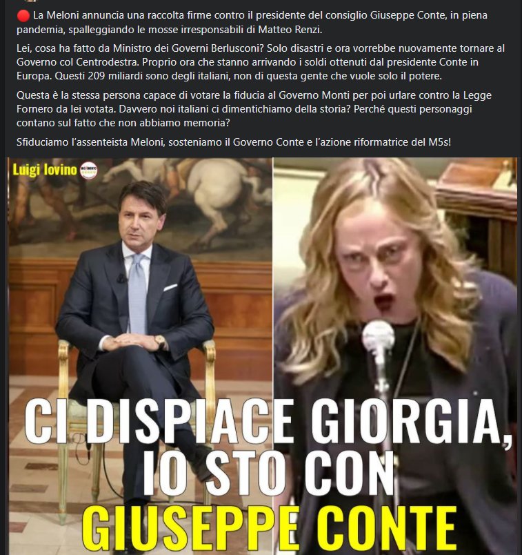 Loretta88197243's tweet photo. Non c'è confronto sia morale che politico! #Conte https://t.co/mgBU3xWS3R