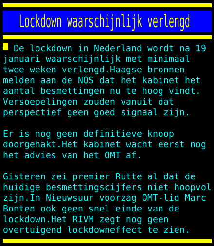 Teletekst's tweet photo. Lockdown waarschijnlijk verlengd https://t.co/LQZfKltvBa