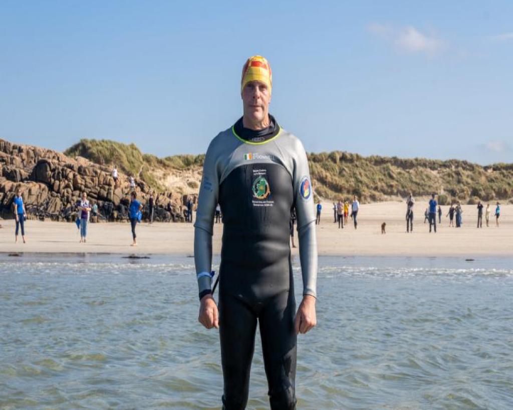 RTENationwide's tweet photo. A #Donegal  man on a mission that many a younger man would shy away from. Swimmer, Henry O'Donnell is circumnavigating the Irish coast we  meet him off the coast of #Wicklow as he raises funds for the @IrishCancerSoc  &amp; @IWSie  Watch @RTENationwide  7pm this evening @RTEOne https://t.co/UhtX6pOI6N