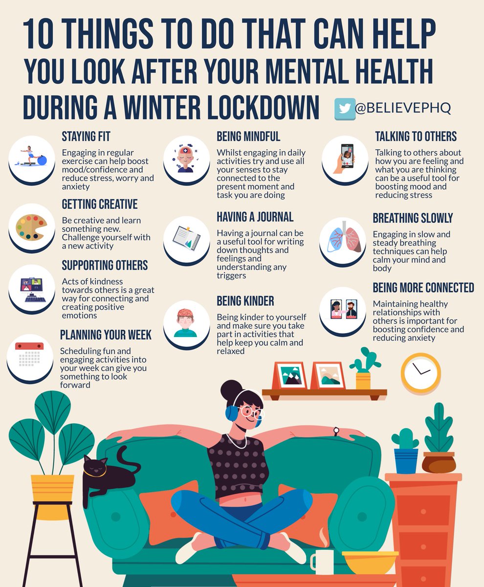 ❄️ Lockdown can be hard at the best of times, but will be particularly difficult during the winter months.

🧠 Here’s some tips from <a href="/BelievePHQ/">BelievePerform</a> for things you can do to look after you mental health during a winter lockdown. 

#COYQ #BuildingBrighterFutures
