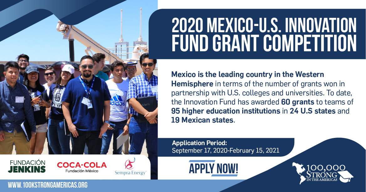 PartnersAmerica's tweet photo. Thanks to #FundacionJenkins, @CocaColaCo &amp; @SempraEnergy – visionary partners in #100KStrongAmericas Innovation Fund. This 100K competition supported by @statedept will create more student exchange/training programs b/w 🇲🇽 &amp; 🇺🇸. https://t.co/YOcG5gabBQ @USEmbassyMEX @EmbamexEUA https://t.co/EZ8JDLJdt0