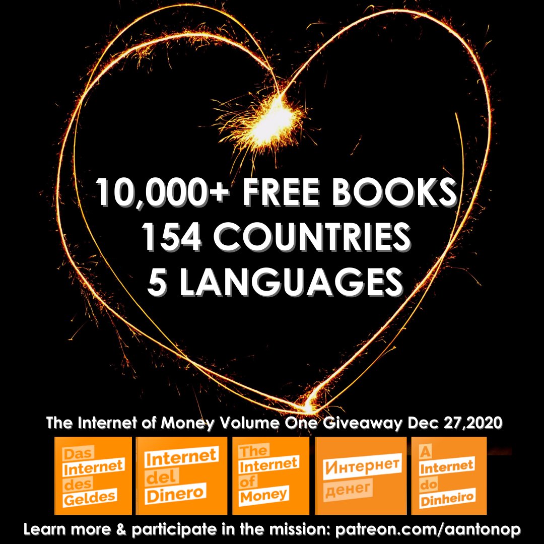 aantonop's tweet image. 1 Book. 5 Languages. 10,000+ FREE copies given away to the community. Thanks for helping us share #bitcoin and #openblockchain education in 154 countries in 1 day. THAT is what I call success. Learn how you can contribute to things like this: patreon.com/aantonop