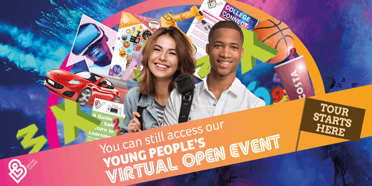 Check out all that Bolton College has to offer with our Virtual Open Event, available now on-demand on our website: boltoncollege.ac.uk/virtual-open/