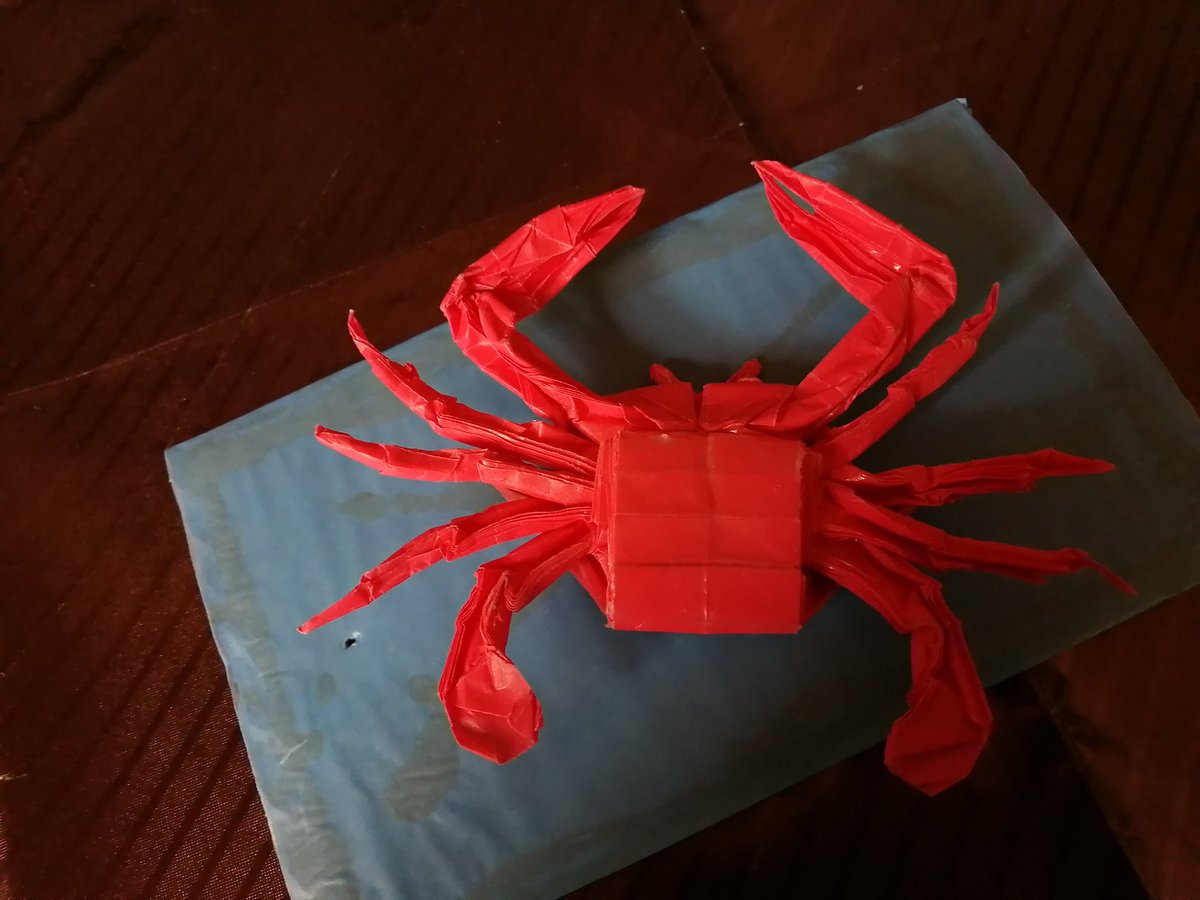 うまかず 折り紙 ガザミ 創作 Tuok3110 さん 折り手 自分 裏面までリアルに折れました 不切正方形一枚折り 展開図折り