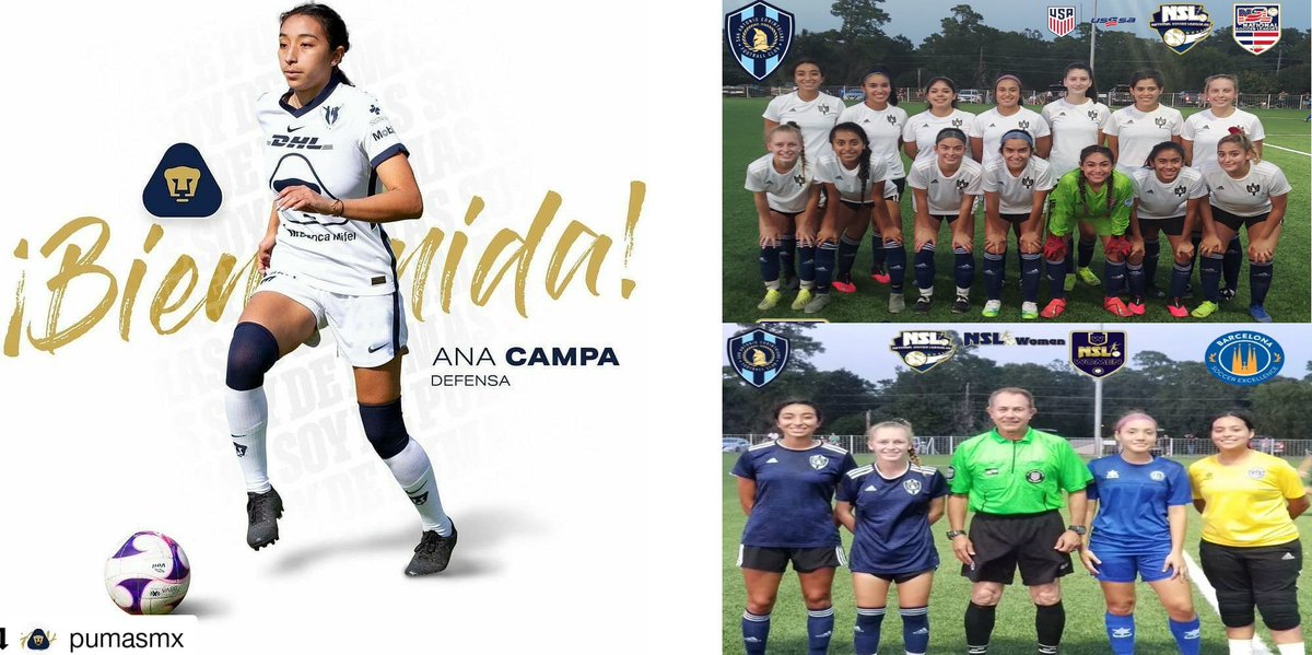 NSLSoccerNews's tweet photo. The National Soccer League US congratulates the San Antonio Corinthians Club member of the NSL Women for the International transfer to the PUMAS Club of Mexico of its Defender Ana Campa trained in the Club. From the NSL Women we send a greeting to the player Ana Campa. https://t.co/lgulg7CViU