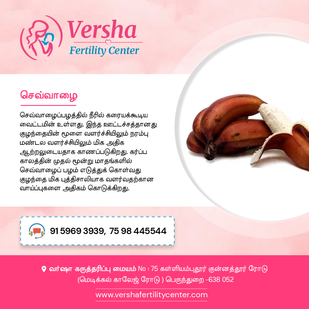 CenterVersha's tweet photo. செவ்வாழை
 கர்ப்ப காலத்தின் முதல் மூன்று மாதங்களில் செவ்வாழைப் பழம் எடுத்துக் கொள்வது குழந்தை மிக புத்திசாலியாக வளர்வதற்கான வாய்ப்புகளை அதிகம் கொடுக்கிறது. #Treatment for #Infertility #IUI #IVF #ICSI #PCOS #Azoospermia #High #Success #For #More #Dial, +91 91 59 69 39 39. https://t.co/tu8UCj8EyS
