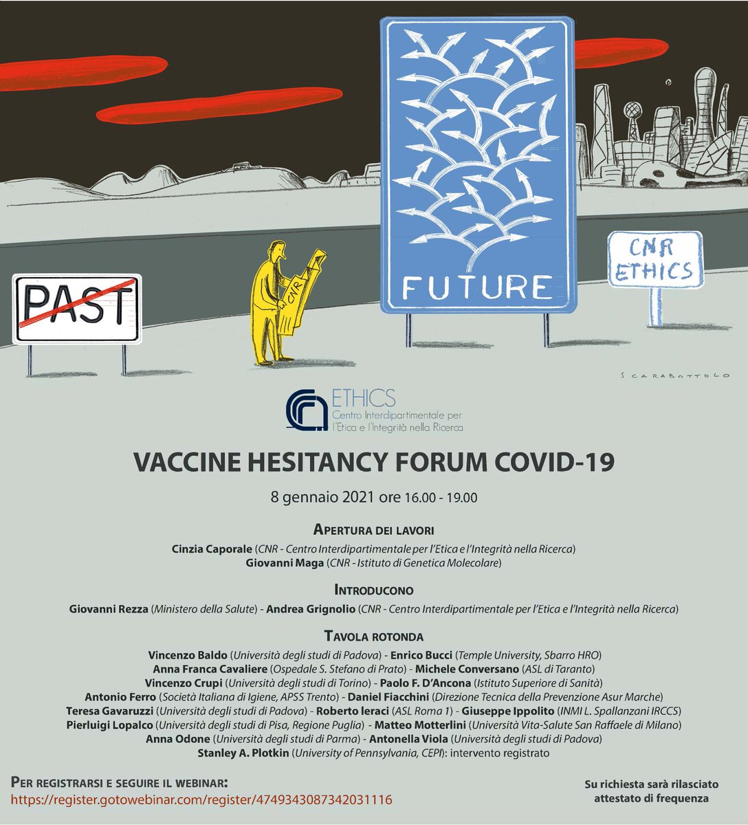 cinziacaporale's tweet photo. 8 gennaio, ore 16-19: Webinar su esitanza vaccinale e #COVID19 organizzato dal Centro interdipartimentale per l'etica e l'integrità nella ricerca del #CNR - Link https://t.co/VY1bc5s99S #VaccinoAntiCovid #vaccinih24 #CovidVaccine #vaccino @CNRsocial_ https://t.co/WE02jHbLb1