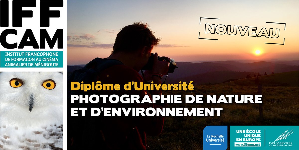 [NOUVEAU]  Diplôme Universitaire "Photographie de nature et d'environnement". 1ère session en février 2021!
Vous souhaitez vous spécialiser dans la prise de vue "nature" ou animalière? Obtenez un diplôme d'université à l'IFFCAM. Plus d'infos sur iffcam.net
#IFFCAM