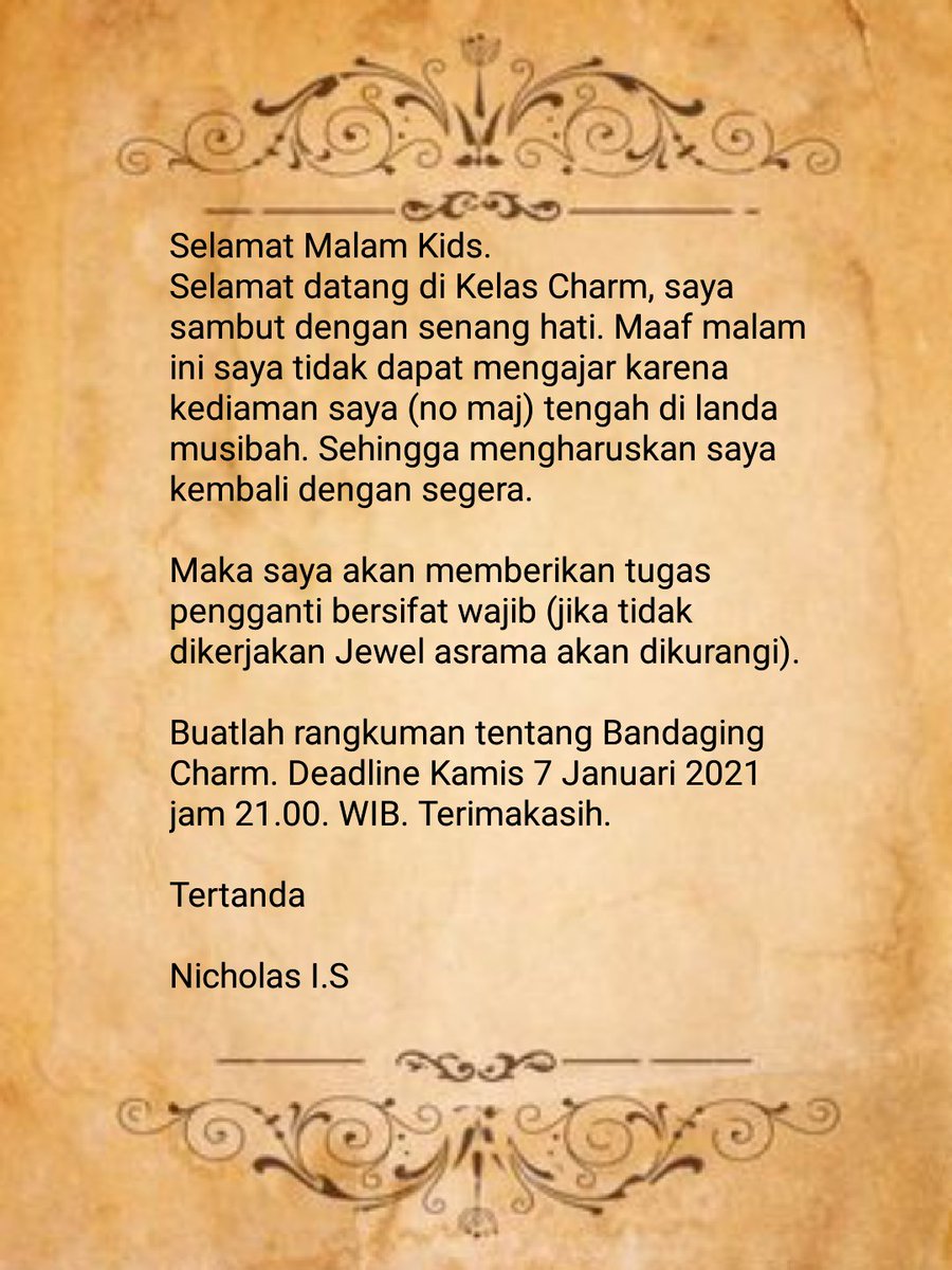 Selamat Malam..., 

Informasi, untuk kelas malam ini saya ganti dengan tugas.

Tolong bantu disebarkan kepada seluruh murid Grade 3.

@ThunderbirdOfc <a href="/WampussCage/">Wampus</a> <a href="/HScabin/">Horned Serpent</a> <a href="/APukwudgie/">Pukwudgie</a>