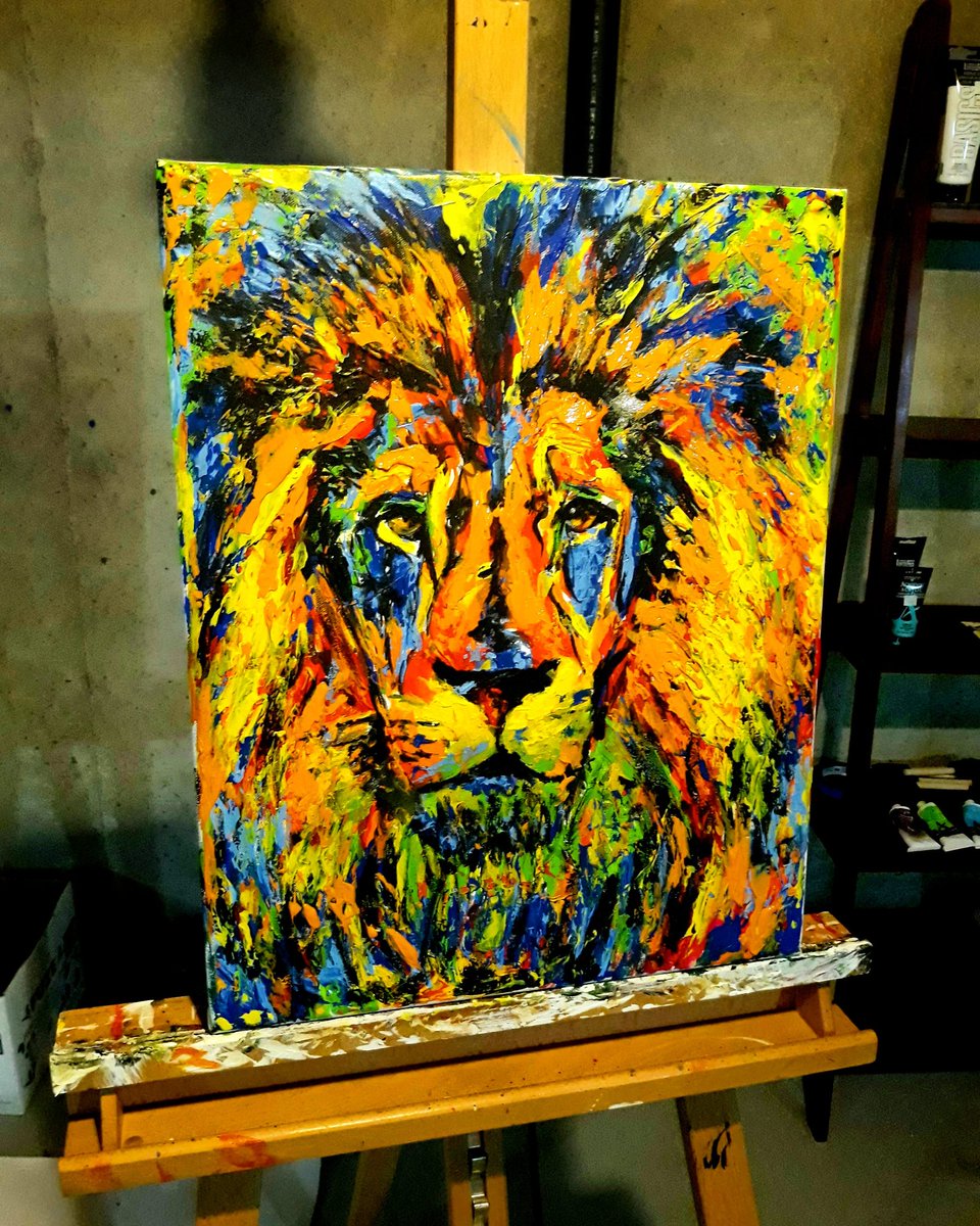 New painting. Acrylic and gel medium on canvas. 'King'...16"×20"
