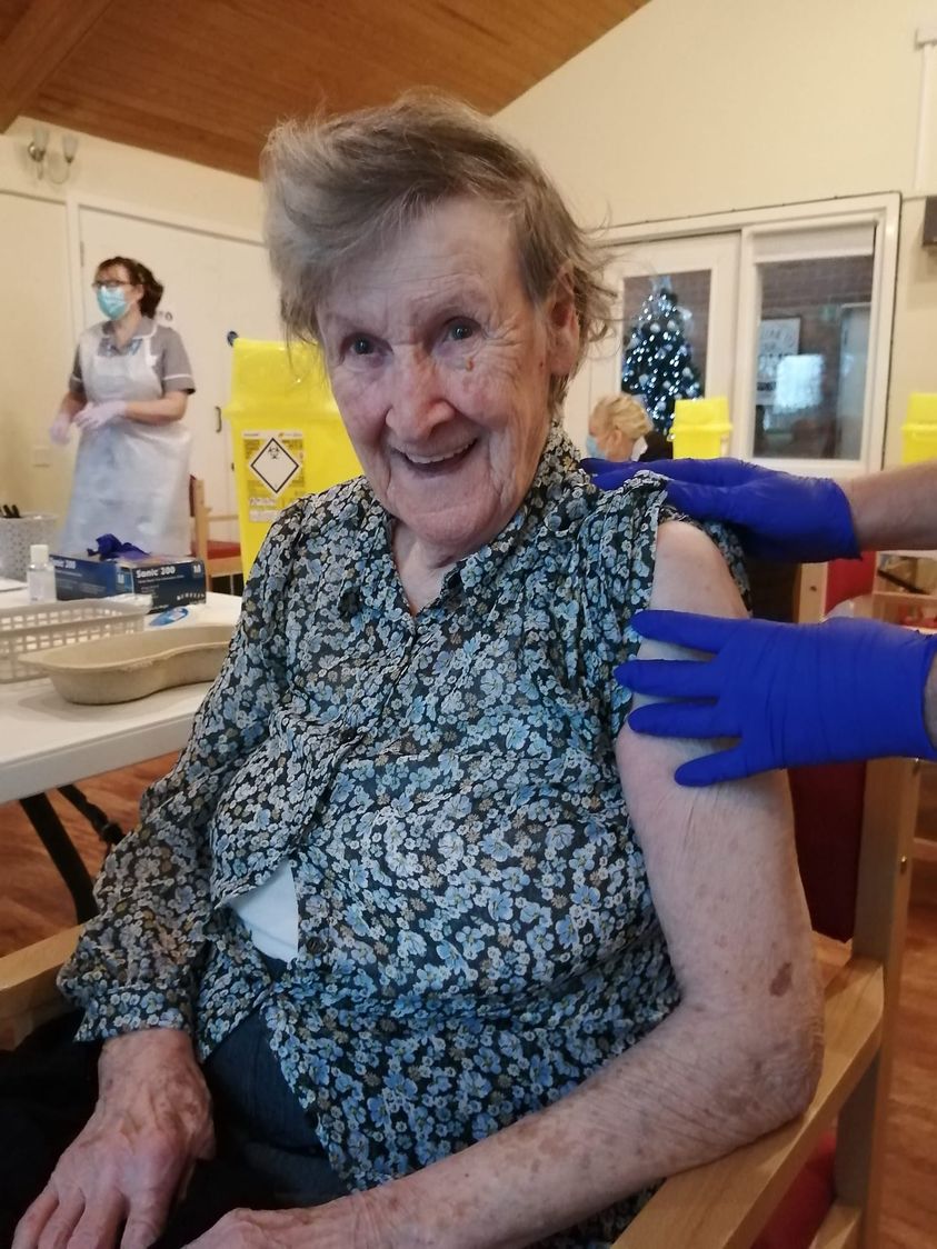FatherHudsons's tweet photo. Vaccination gets underway at St Joseph's Care Home. Well done to J, the first person at the home to receive the vaccine. https://t.co/wEnMZIIoLI