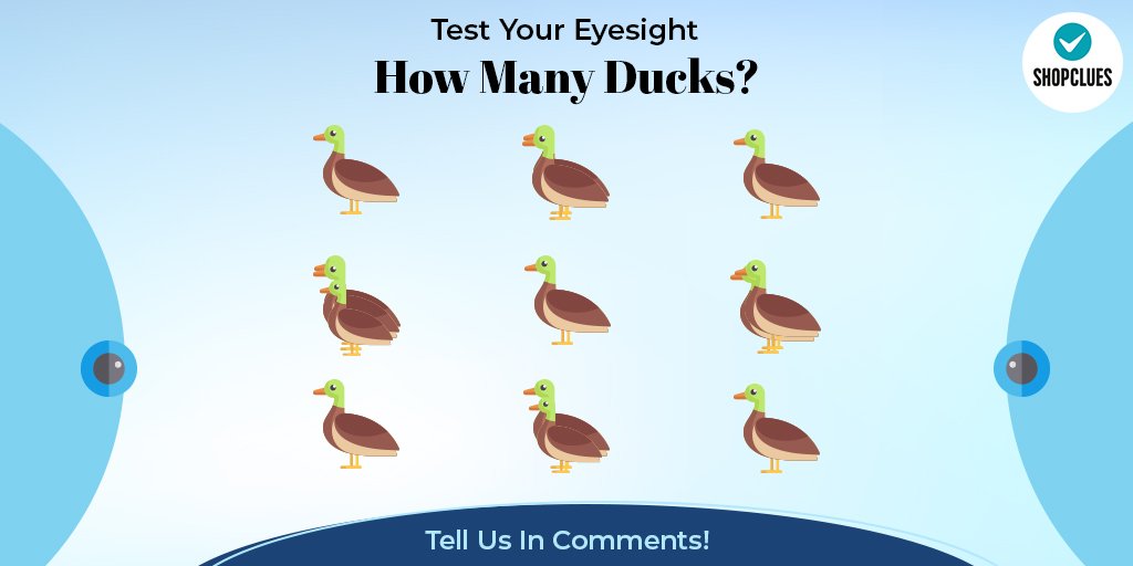 ShopClues's tweet photo. Well, let's see if you can guess the correct number! Come on! Let us know in the comments now.
#spot #countduck https://t.co/WxuOaypqVD