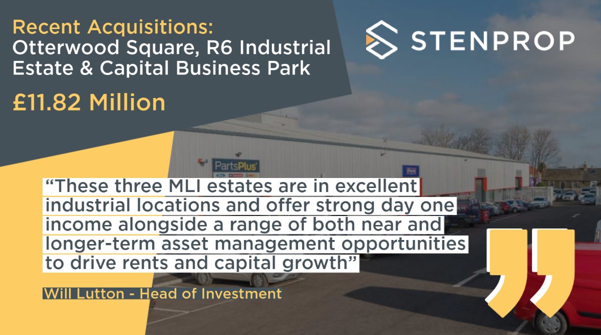 IndustrialsREIT's tweet photo. We successfully acquired three multi-let industrial (“MLI”) estates before the December break. The 3 estates in Edinburgh, Cardiff & Wigan have been purchased in separate transactions for a total consideration of £11.82 million. https://t.co/Gch34pNjPd #stenprop #investment #MLI https://t.co/LkZijWJ6Yb