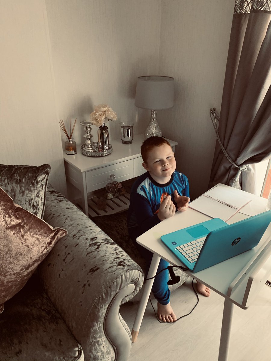 tracydover's tweet photo. Tylers loving his zoom lessons there great fun. Rhys on the other hand is a different story😩  #someonesendhelp🤣 https://t.co/LASIA3a3wP