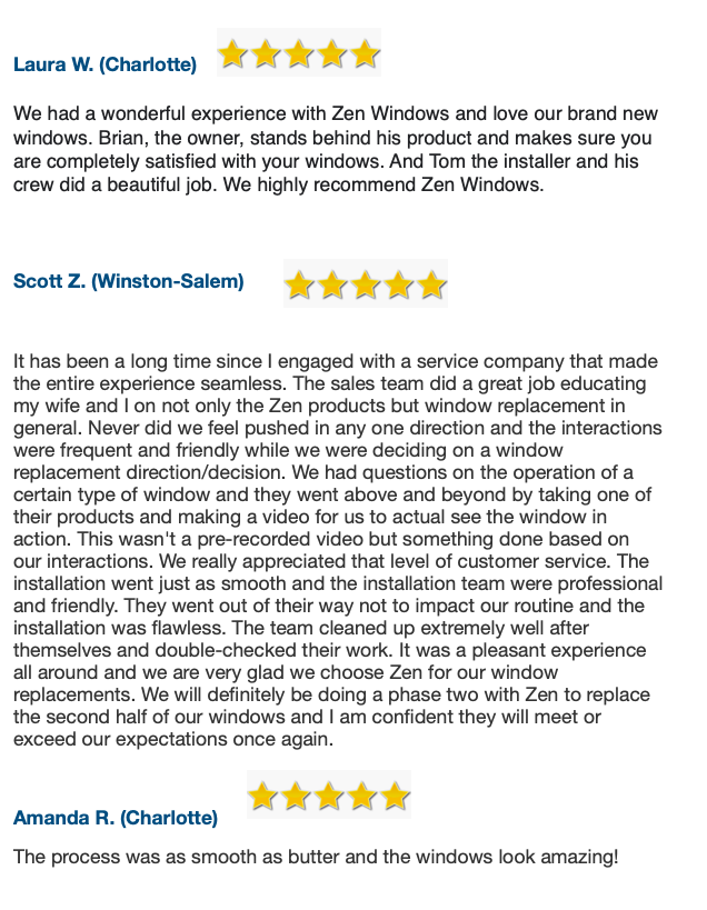 ZenWindowsNC's tweet photo. More great reviews for Zen Windows of the Carolinas! https://t.co/zdDB9pSNf8