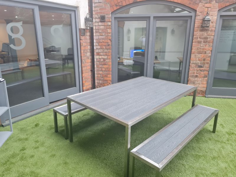 Don't be locked in this lockdown. Grono WPC garden table and bench available with 14 delivery. Mix and match the colours to suit your garden. Available from our stockists nationwide.