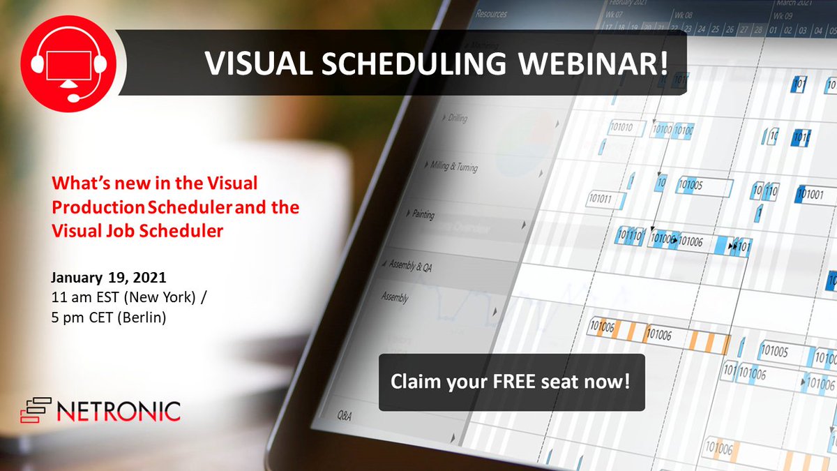 NetronicSoft's tweet photo. 📢Don't miss webinar "What's new in the Visual Jobs Scheduler and the Visual Production Scheduler?" Register here: https://t.co/0TIqE5pydR
#visualschedulingsoftware
#businesscentral
#MSDynNAV
#mspartner #isvs
#nav
#netronic
#visual #scheduling #gantt #extensions #add-ins https://t.co/o7YOQ1Hft7