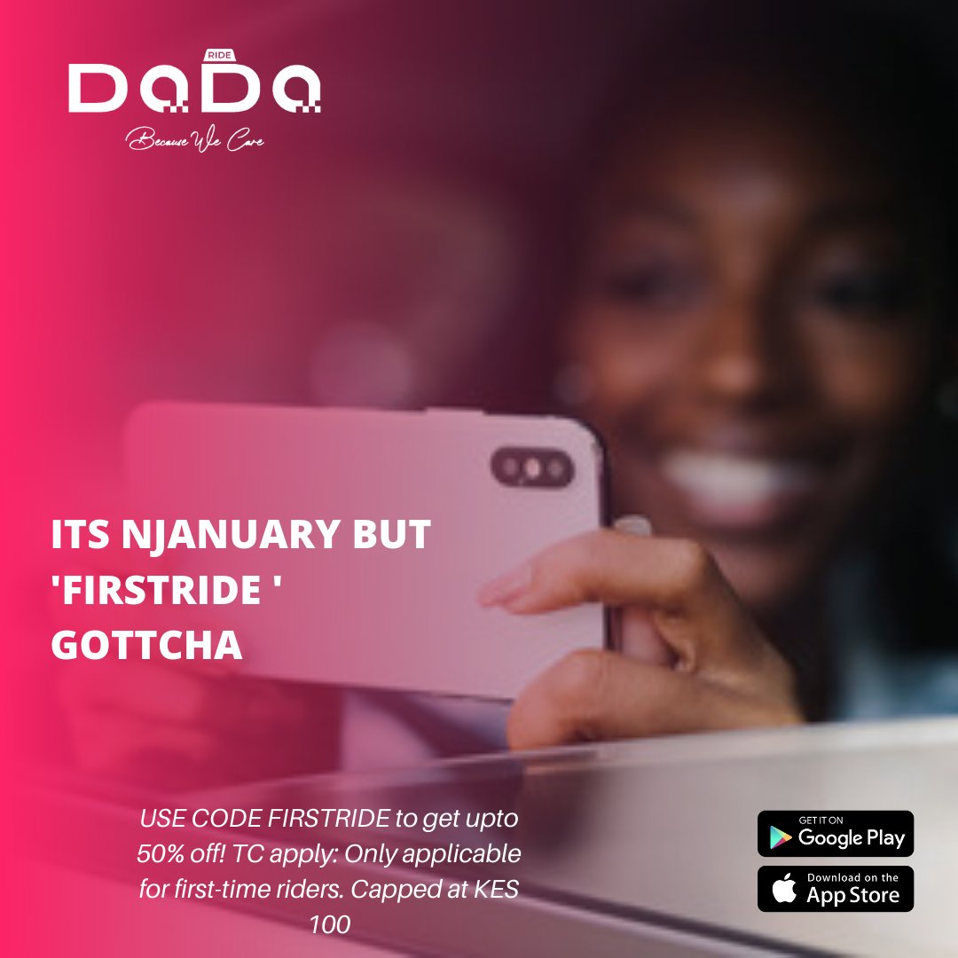DadaRide's tweet photo. Its Njanuary👎....use the promocode 'FIRSTRIDE' to add a filter to your travel experience😊. #Safety #Travel #TheDadaWay https://t.co/yrlgTMOkMl