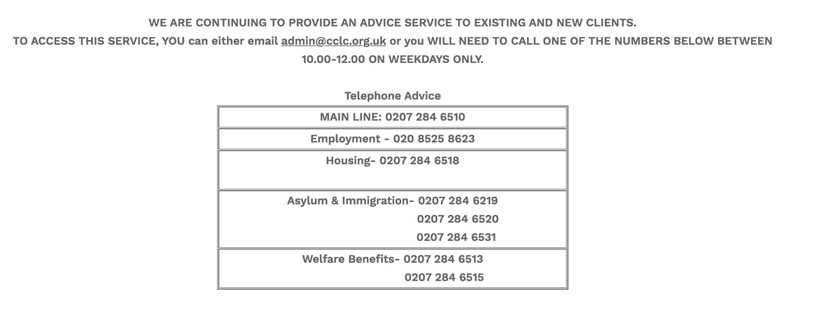 If you are in need of legal advice,  @camdenlc provides free and independent legal advice and representation to people living, working and studying in Camden in employment, housing, welfare benefits, asylum and immigration law matters.  https://cclc.org.uk/index.php&nbsp;