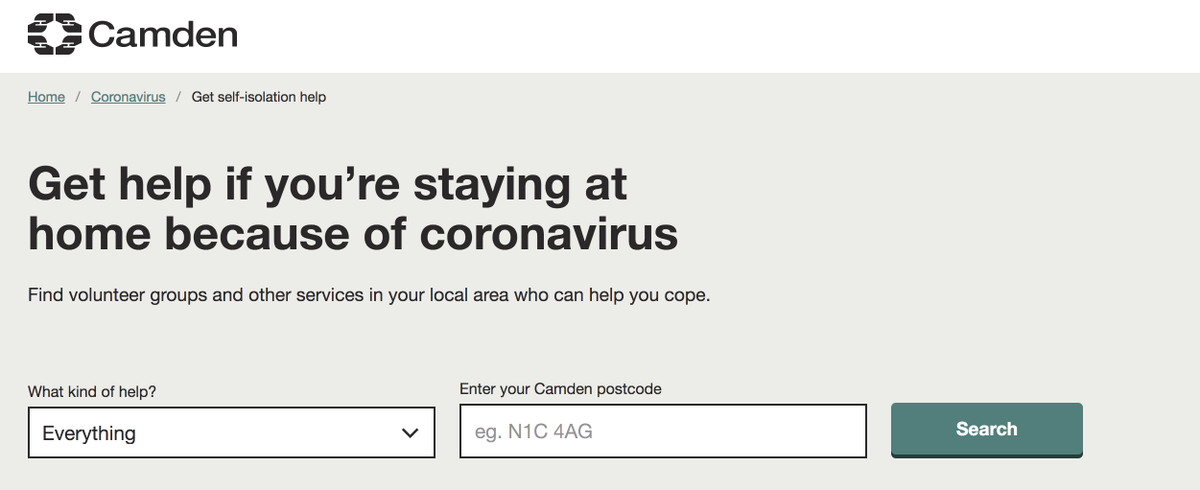  @CamdenCouncil has created a database for a variety of service providers under various categories including: financial and employment support, domestic violence, homelessness, bereavement and disabilities. This can be accessed here:  https://coronavirus-help.camden.gov.uk/?utf8=%E2%9C%93&category=domestic+violence+%2Fsexual+abuse&postcode=&commit=Search+again