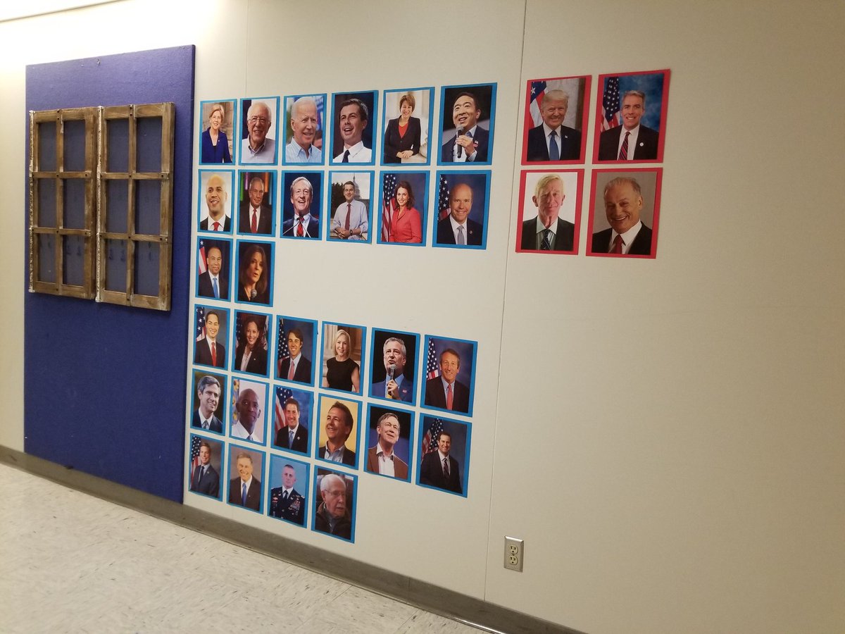MarkJWestpfahl's tweet photo. 1 year ago today. Here's a look at the beginning of the #ElectionWall that I started to build outside my classroom. #civics #Election2020 https://t.co/dudnHKThUI