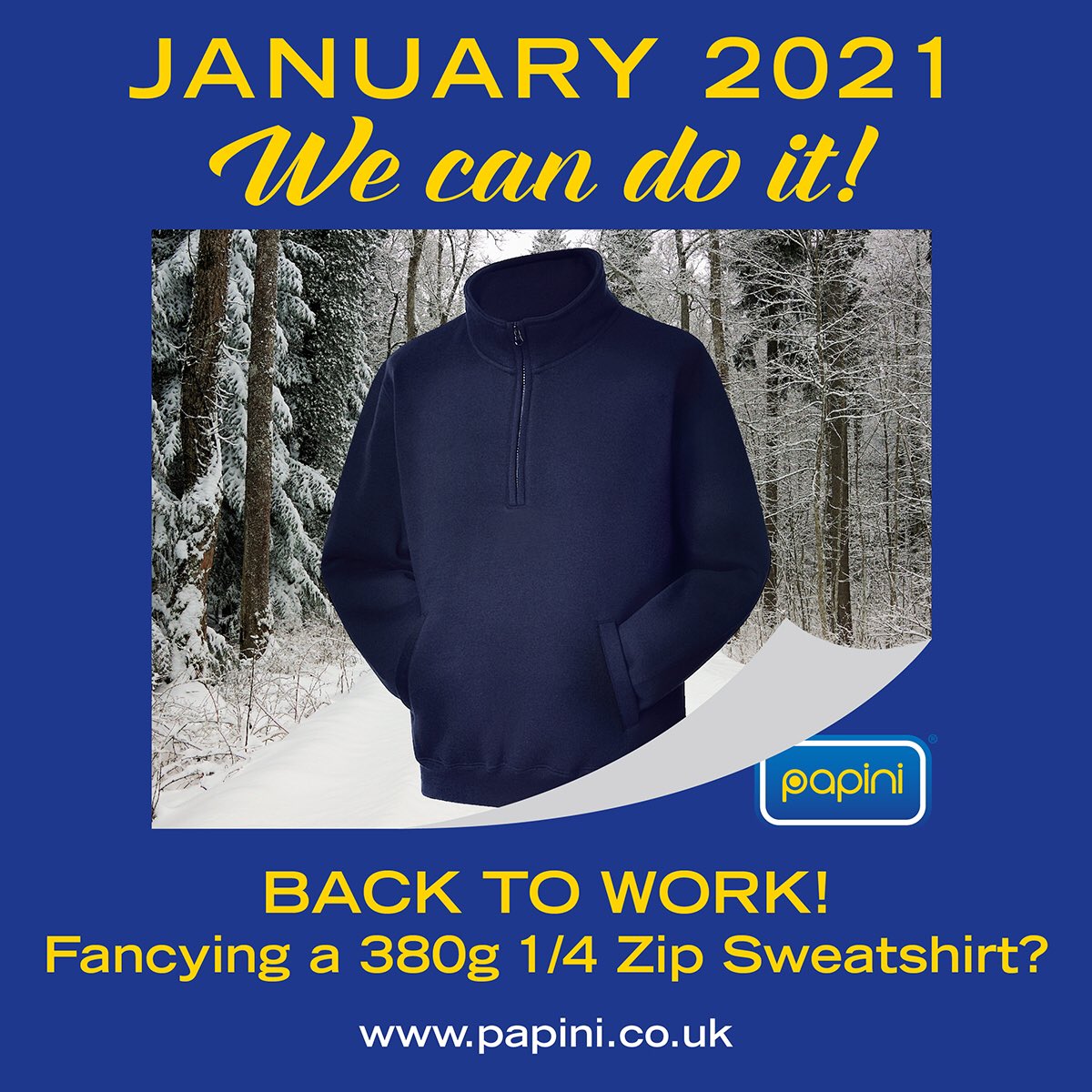 Start off a New Year with a New Quarter Zipped Sweatshirt! We are back to work and here to take your call, email &amp; orders #2021