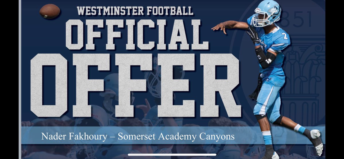 FakhouryNader's tweet photo. Blessed to receive an offer from Westminster college! @Coach_Gonzo1357 @CoachHalikman @WESTMOFB https://t.co/K3n4aRIdaD