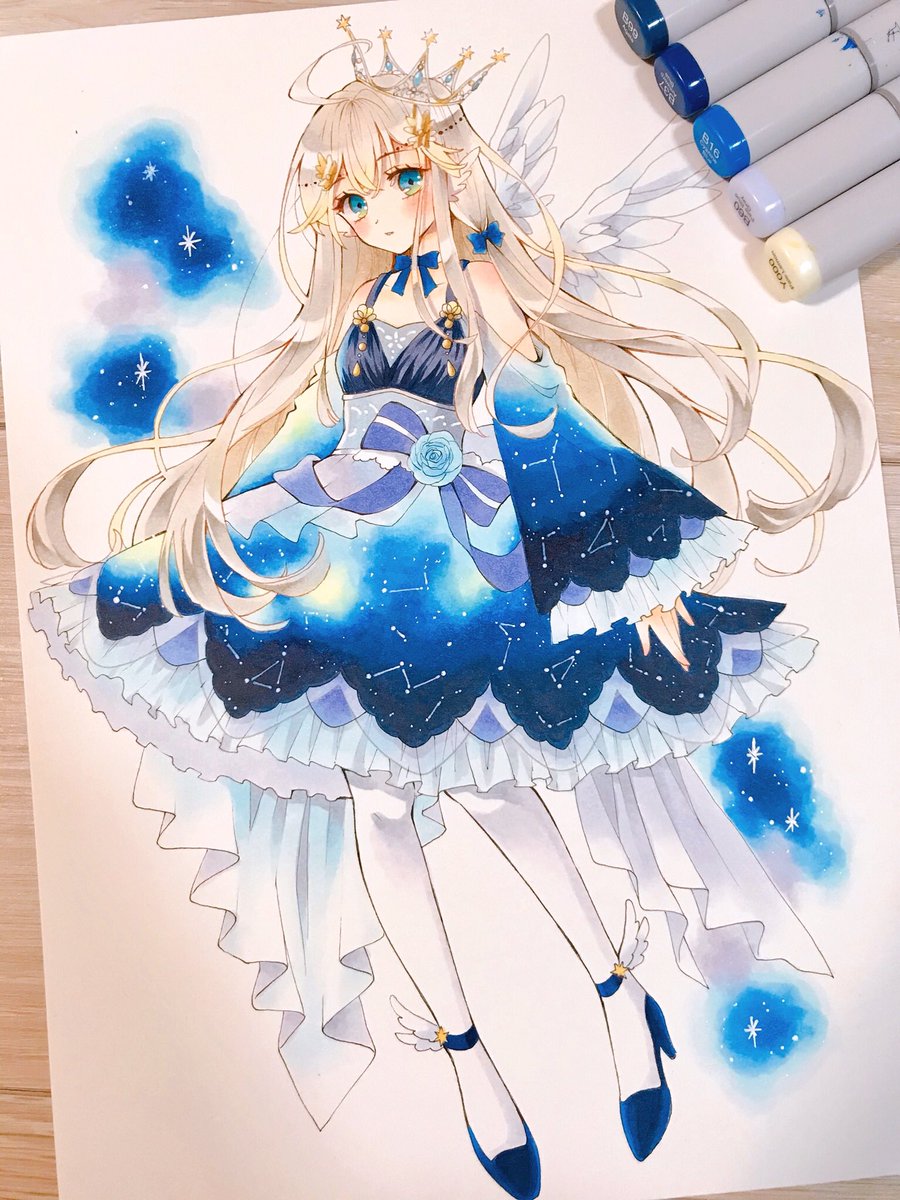 星空の天使 コピック 創作 ゆゆはるのイラスト 星空の天使 コピック 創作 ゆゆはるのイラスト