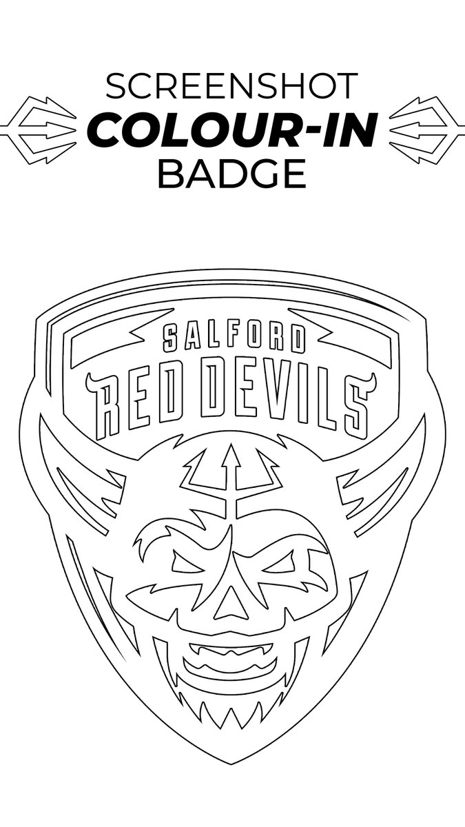 🎨 𝔾𝔼𝕋 𝔸ℝ𝕋𝕐 🖼️ If you or your children are looking for something to  do, then show us your best colouring job on the Salford Red Devils badge!  📲 Print out, or, image size:675x1200