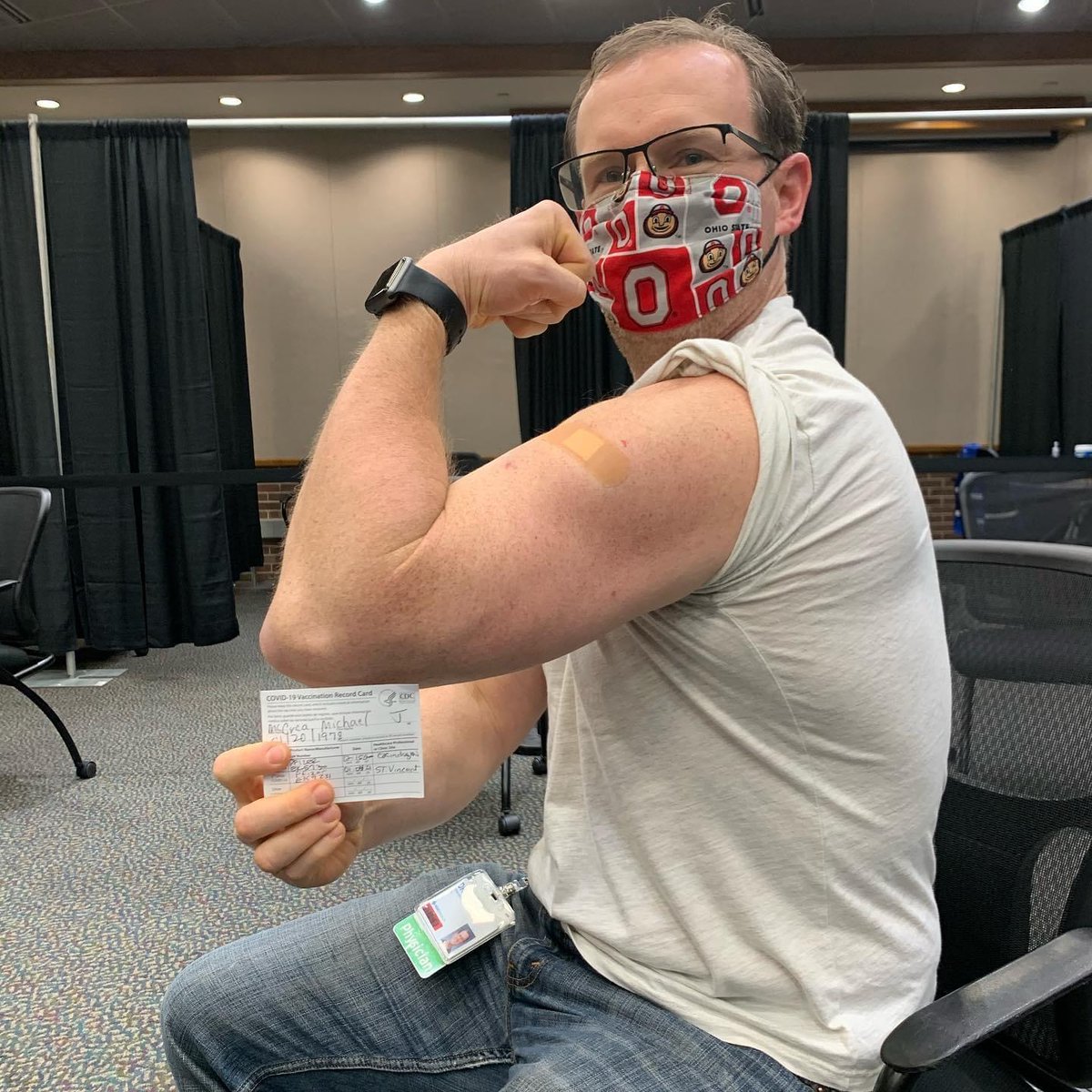 OhioACEP's tweet photo. One of our past presidents and a chapter councilor, Michael McCrea MD, FACEP took a second shot at Covid with his second vaccine dose! Happy New Year! (And Go Bucks!)
#ThisIsOurShot #CrushCovid #NotThrowingAwayMyShot #DocsForShots #BeginningOfTheEnd #VaccinesSaveLives https://t.co/eSV85R0cMO