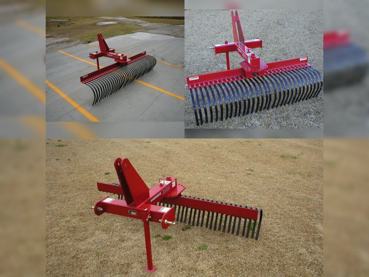 HardeeByEVH's tweet photo. 🟥 LANDSCAPE RAKES

🔴 AR-201 = 240lbs, 60" WIDE
🔴 AR-202 = 250lbs, 72" WIDE
🔴 AR-203 = 300lbs, 84" WIDE

•Completely Assembled
•For Tractors up to 45 HP
•Equipped with Cat I Hitch
•7 Forward / 7 Reverse Angles
•1" x 5/16" High Carbon, Spring Steel Tine
•Pivot 360Degrees https://t.co/kR8MfrhHfP