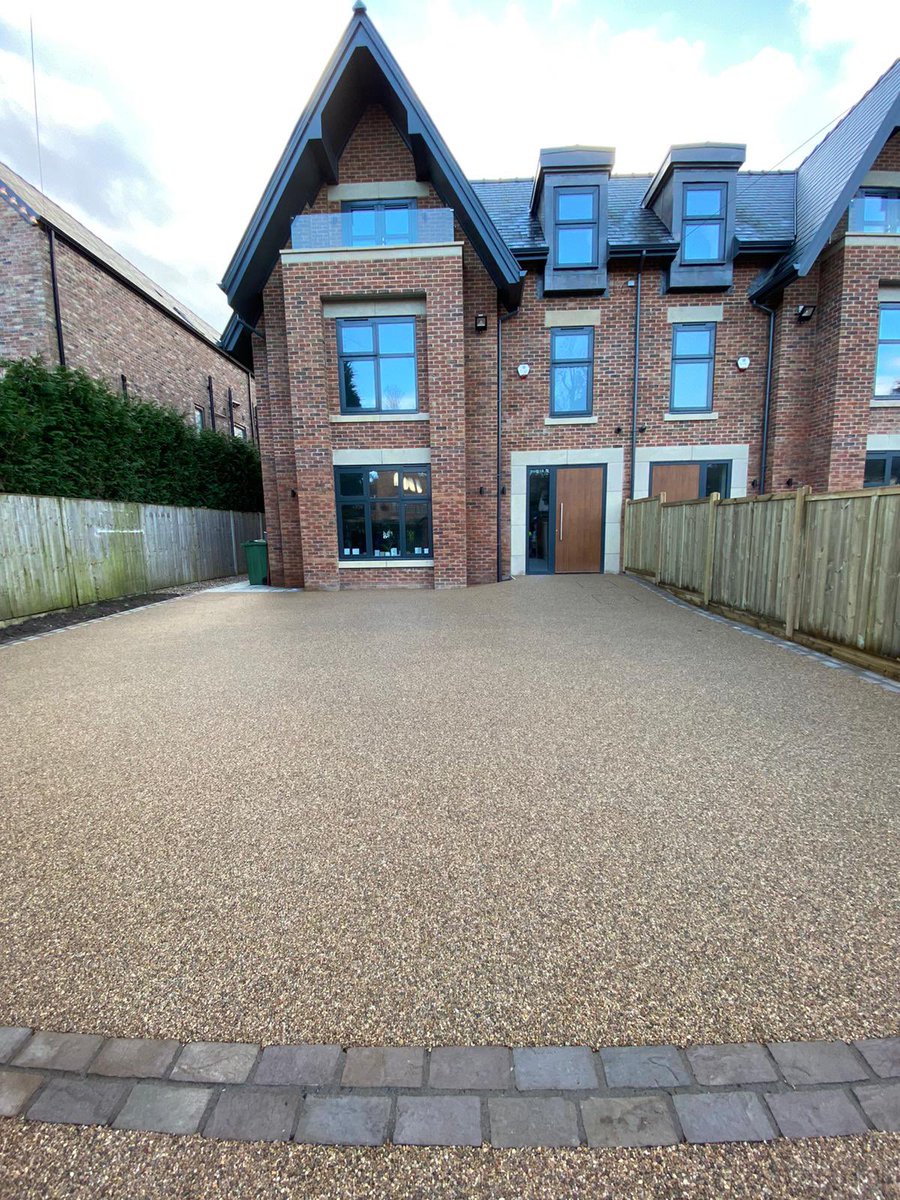 DGSServices's tweet photo. On behalf of Heneghan Developments Ltd we installed a total of 190m of Chocolate Buff Resin Bound Surfacing to two new build developments. #resinbound #manchester #northwest #bowdon https://t.co/CzqJ5X3SrR