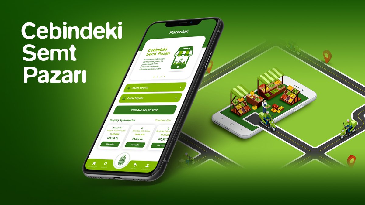 pazardan_app's tweet photo. Pazardan; adresinize gönderim yapan semt pazarlarındaki tezgahlardan taze sebze ve meyve siparişi vermenizi sağlayan bir pazar yeri uygulamasıdır. https://t.co/bJN565wbCG