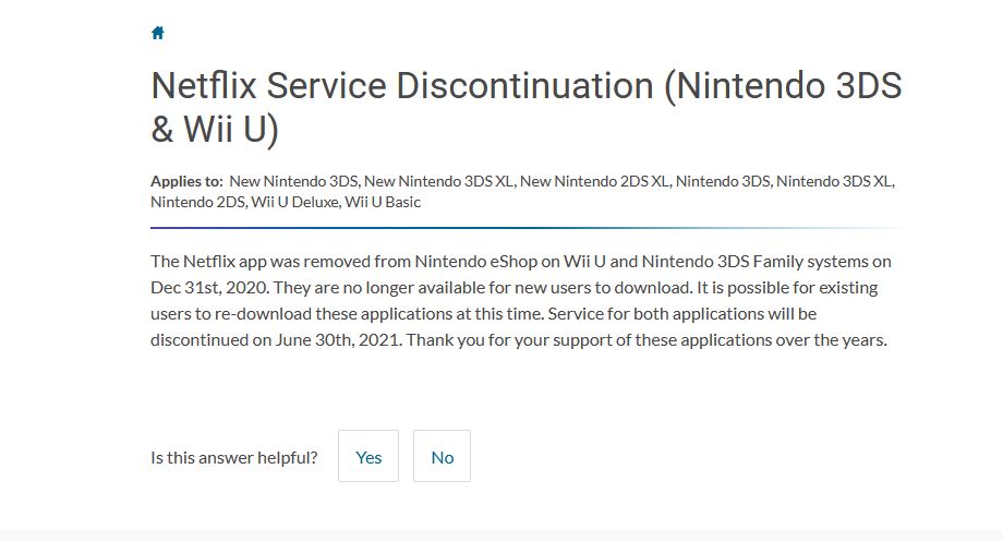 wii netflix discontinued