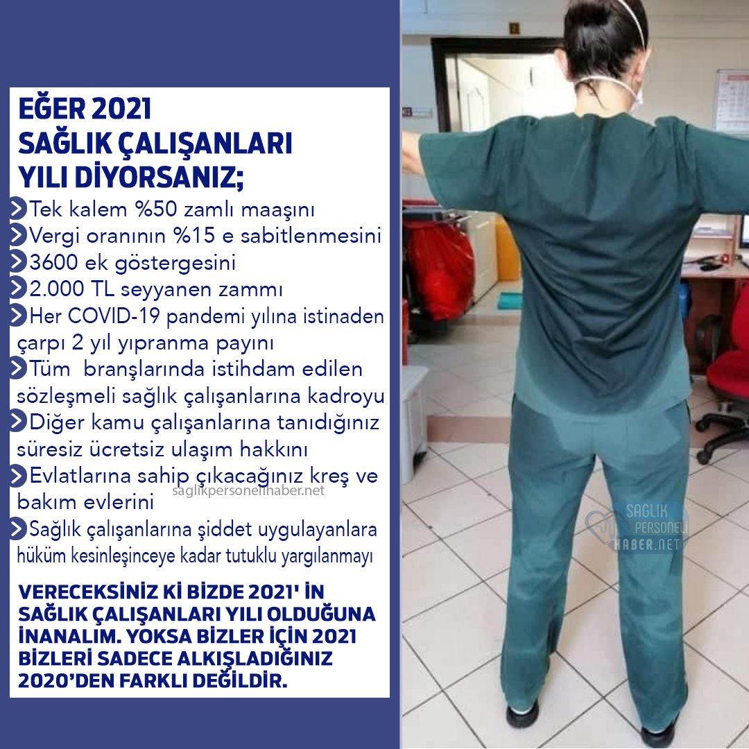 TYBHD's tweet photo. Şehitlik yok,
İnsanca maaş yok,
3600Ek gösterge yok,
Yıpranma yok,
İzin,istirahat,istifa,emekli olmak yok,
Artık alkışta yok,
Covid19 bulaşan çok,
İş yükü çok,
Hasta şiddeti çok,
Yönetici baskısı çok,
Vergi yükü altında ezildik.
#SağlıkçınınHakkınıVerin https://t.co/HSQ4fVzEtD