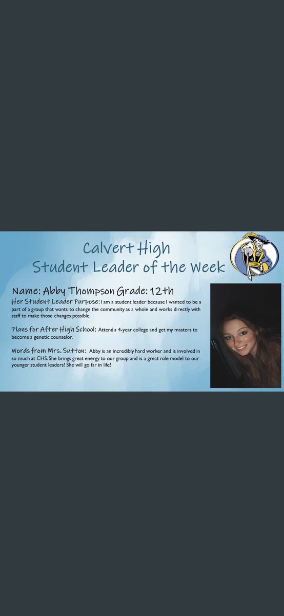 2 more seniors for our student leaders of the week! Both officers as well!💙