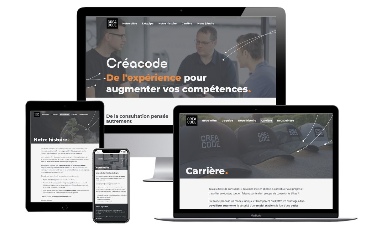 creacodeqc's tweet photo. Une bonne nouvelle pour commencer l'année : un nouveau site Web ! https://t.co/hYpXaYT8OE

Ce site est le reflet de ce que nous voulons accomplir : changer le monde de la consultation en offrant une alternative aux firmes conventionnelles.

Si tout ça te parle, contacte-nous ! https://t.co/qgBO5PVBc1