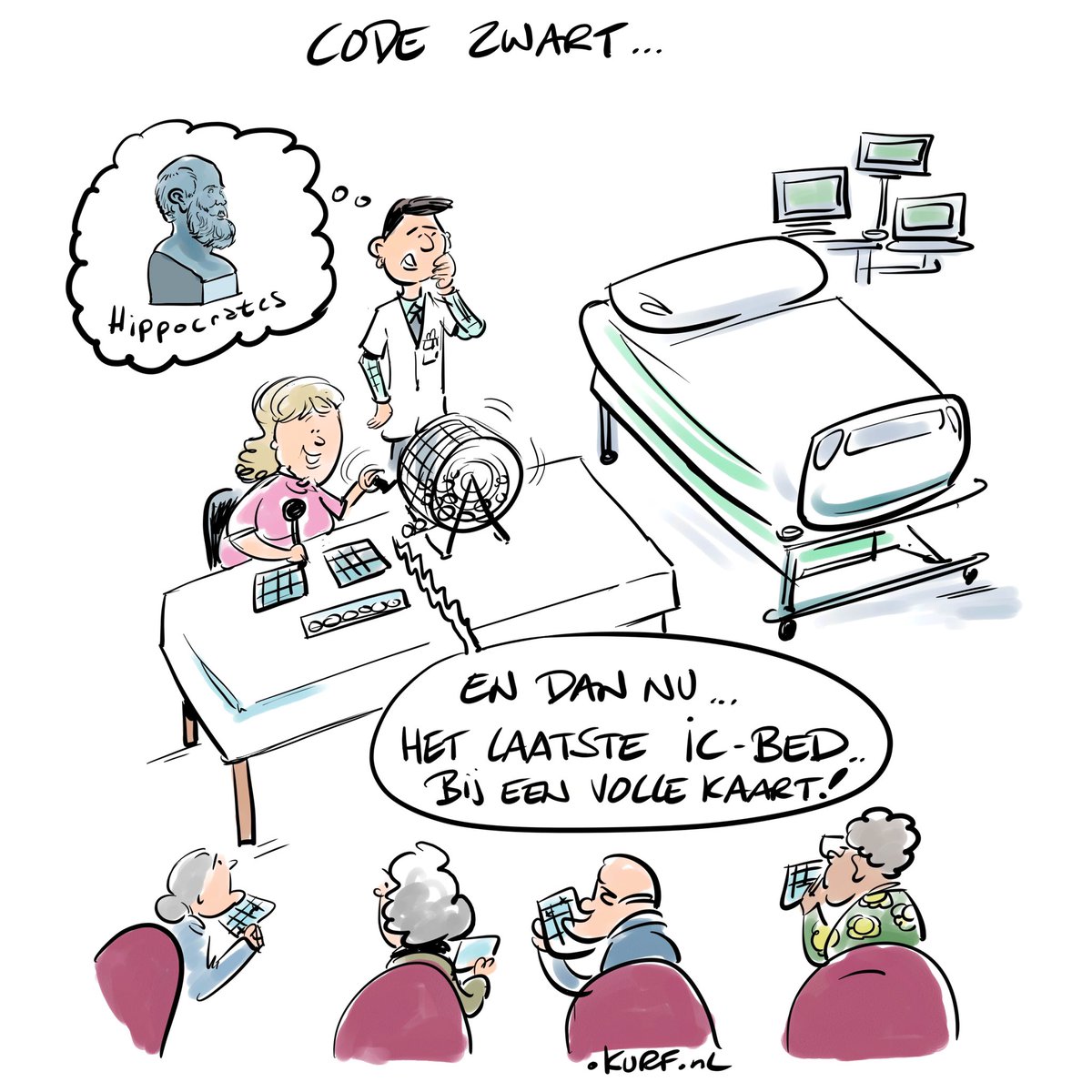 johnkurf's tweet photo. #codezwart cartoon #dilemma #coronavaccin #coronavirus #ic #icbed #gommers https://t.co/Vl7imRuMy6