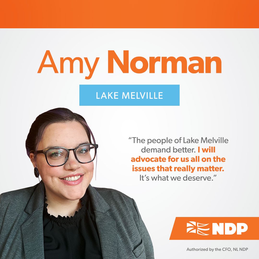 NLNDP's tweet photo. AMY NORMAN RUNS FOR THE NDP IN LAKE MELVILLE.

@AmyNormanNL is a proud Inuk woman born and raised in Happy Valley-Goose Bay, Labrador. Her family is from North West River and Nain, Nunatsiavut, as well as Catalina, Newfoundland. #fightingforyou #nlpoli #nlndp https://t.co/g45wfkJLd5