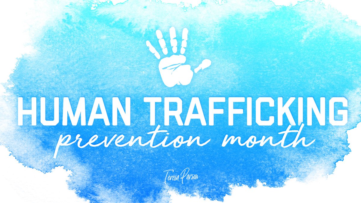 FirstLadyTeresa's tweet photo. January is Human Trafficking Prevention Month! Know how to help protect your community:

Learn how to identify human trafficking: https://t.co/0U5KHJMt2Z

If you see suspicious activity call the tip line, open 24/7 at: 1-866-347-2423

#EndTrafficking https://t.co/NUeDh3Hogf