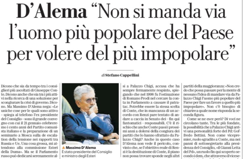 Voleva guidare la sinistra in Europa.
È finito a fare il vice Casalino.
Triste, solitario y final.
#dalema