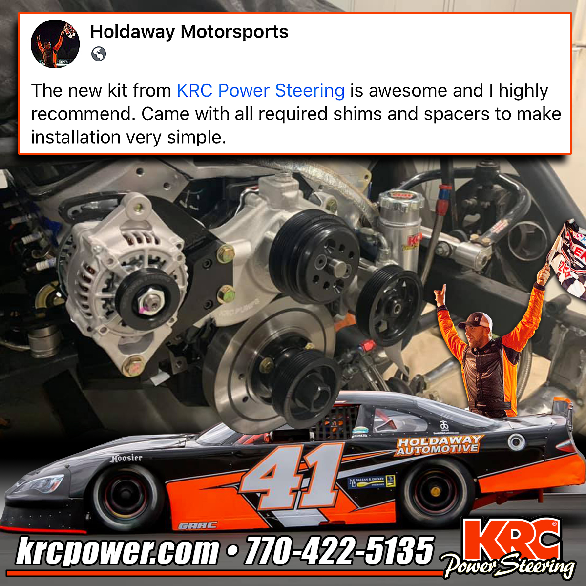 KRCPower's tweet photo. We love seeing posts from our amazing customers. 🏁
"The new kit from @krc KRC Power Steering is awesome and I highly recommend. Came with all required shims and spacers to make installation very simple. - Holdaway Motorsports #krcpower @KRCPower @41holdaway https://t.co/jCOPINnSUx