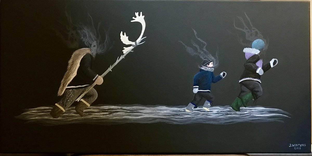 As the  #PowerOfOne has been exploring the province, it has been shining a light on places, history, & culture. While many know about mummering, many don't know about Nalujuit Night that gets celebrated in communities in Nunatsiavut on January 6thArt courtesy  #jessicawintersart