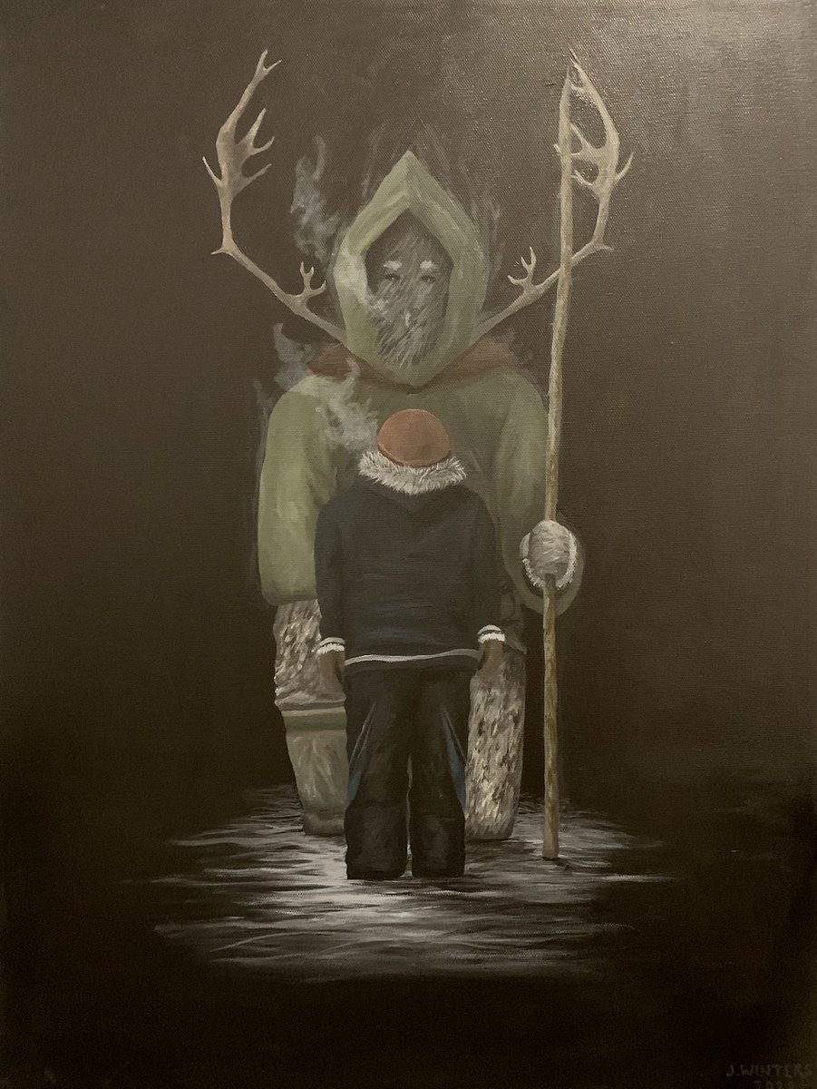 Children sing songs such as Surotsit Kaitetsit/ Oh Come Little Children and the Nalujuit give candy. The Nalujuit come to wish everyone a Happy New Year! It is a very exciting night for the whole community. It is all for fun!Art by  #jessicawintersart