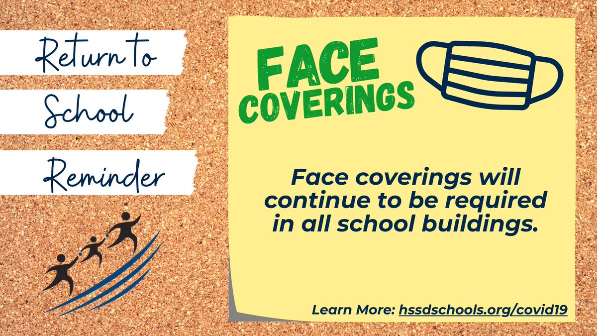 HSSD's tweet photo. When we return on Monday, January 11, face coverings will continue to be required in our school buildings. https://t.co/HGP44ILMl1