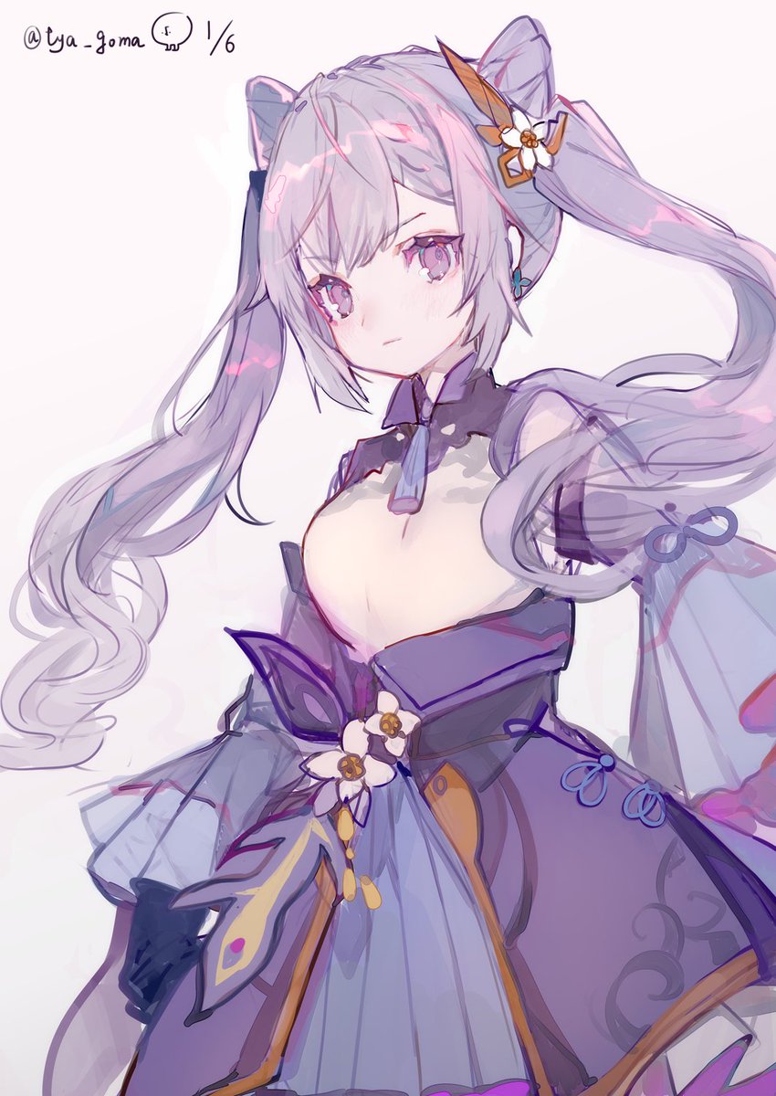 刻晴(コクセイ)(原神) 「リクエストありがとうございました!
服が難しすぎた…原神やっていないけれど、かわ」|茶ごまのイラスト