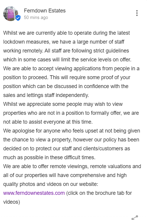 ferndownestate1's tweet photo. Please see below for our latest statement - we are still open and operating with a few minor adjustment...
#ferndownestates #estateagents #marstongreen #marstongreenestateagents #birmingham #B37 #B37updates #TheGuild #ProudGuildAgent #ProudGuildMember https://t.co/zap1gBApjS