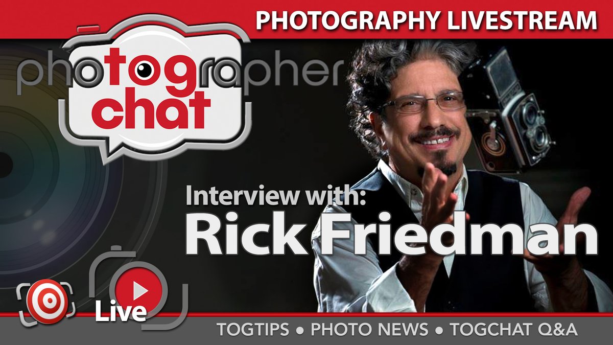 JoeEdelman's tweet photo. Magazine photographer and photojournalist Rick Friedmanβ is my guest tonight for TOGCHAT LIVE at 6:00PM ET USA β https://t.co/1zVC0L3Q1A
Don't forget the Photo Quote Photographer of the Week, Photo News and the exclusive TOGCHAT Q&A.
#togchat #photographypodcast #rickfriedman https://t.co/V7WUmGo5Yk