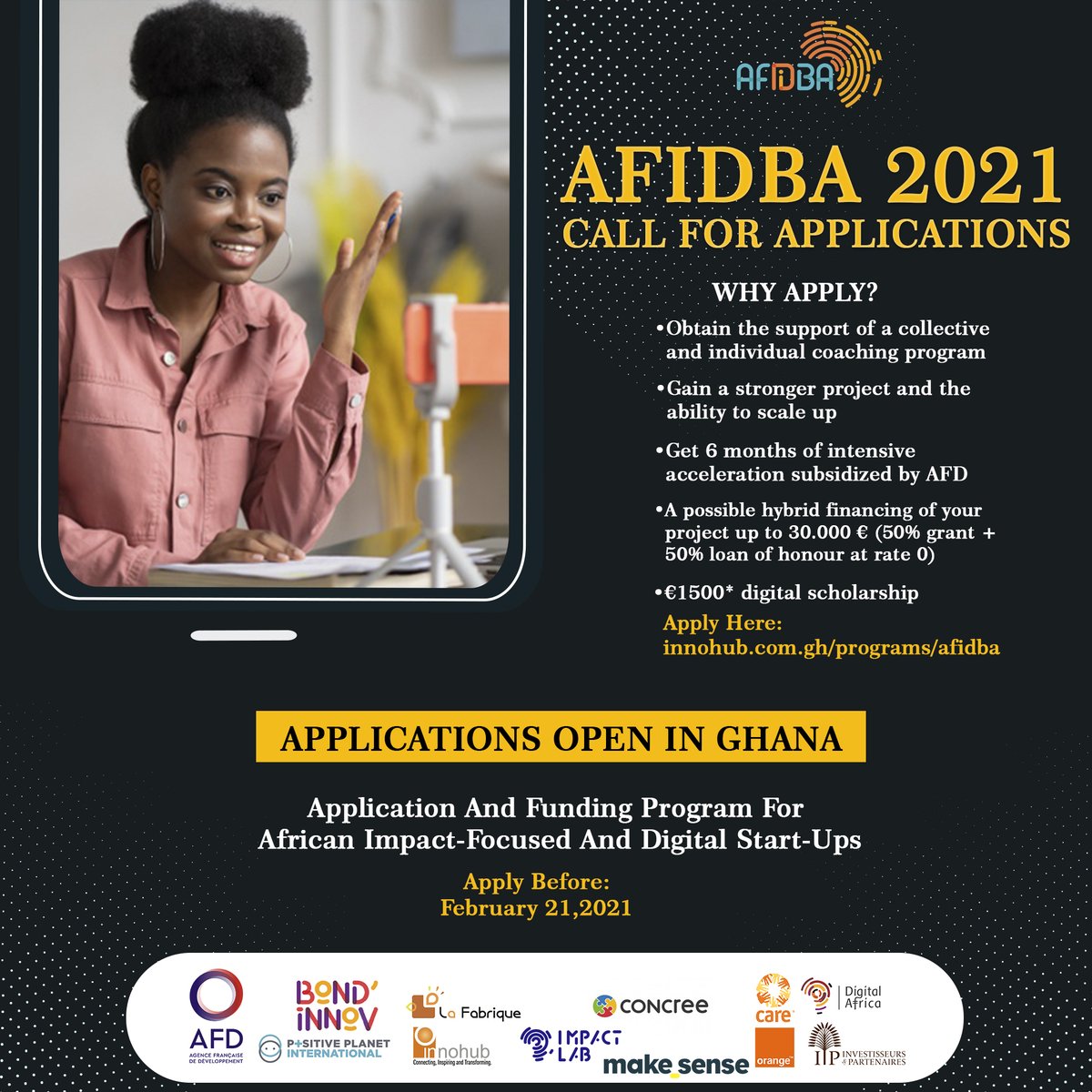 Afidba_GH's tweet photo. DID YOU KNOW? 2021 AFIDBA Applications is now open?🥳

📌Are you an Entrepreneur with an Inclusive Business in #Ghana, ready to scale up and get a chance to get funded?

#Apply to be part of the 6 months #FREE Acceleration program.  

Apply @👉 https://t.co/lujQcvQSyI

@AFIDBA_ https://t.co/Nj4cZdjGre
